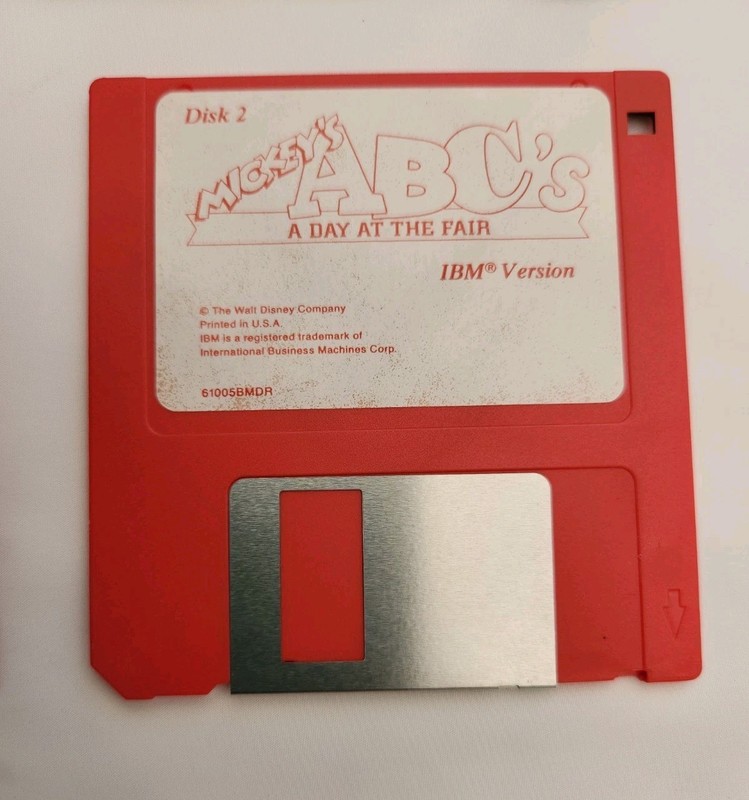 Vtg Mickey's ABC's Disney IBM PC MS-DOS Disk 5.25"& 3.5"Mickey A Day at the Fair gallery
