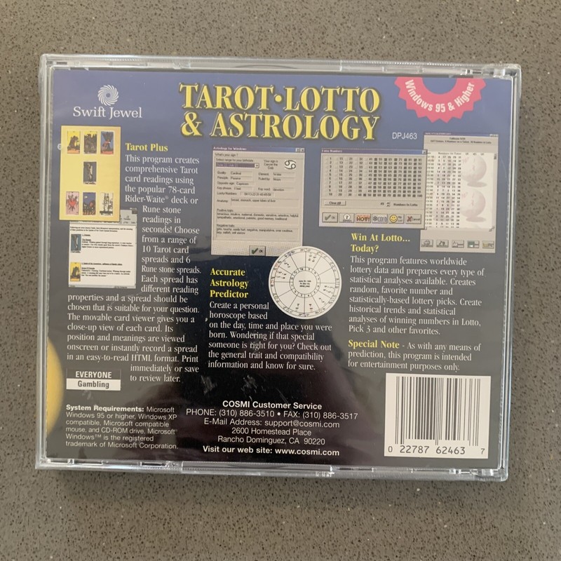 NEW Tarot, Lotto, Astrology, Runes and Biorhythm by Swift Jewel Windows 95 gallery
