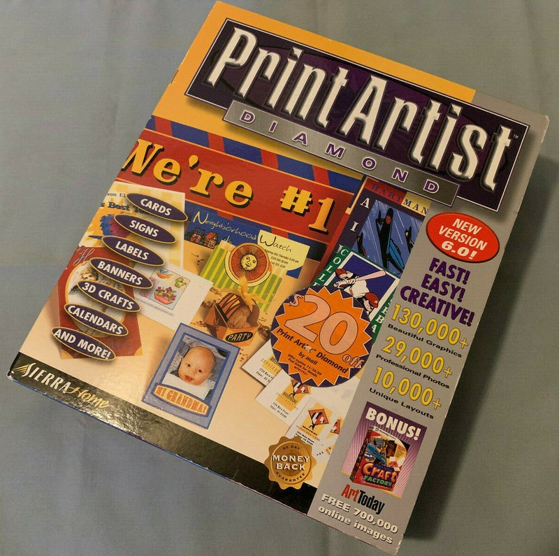 Print Artist Diamond Version 6.0 – Sierra Home PC Computer Software NEW IN BOX!