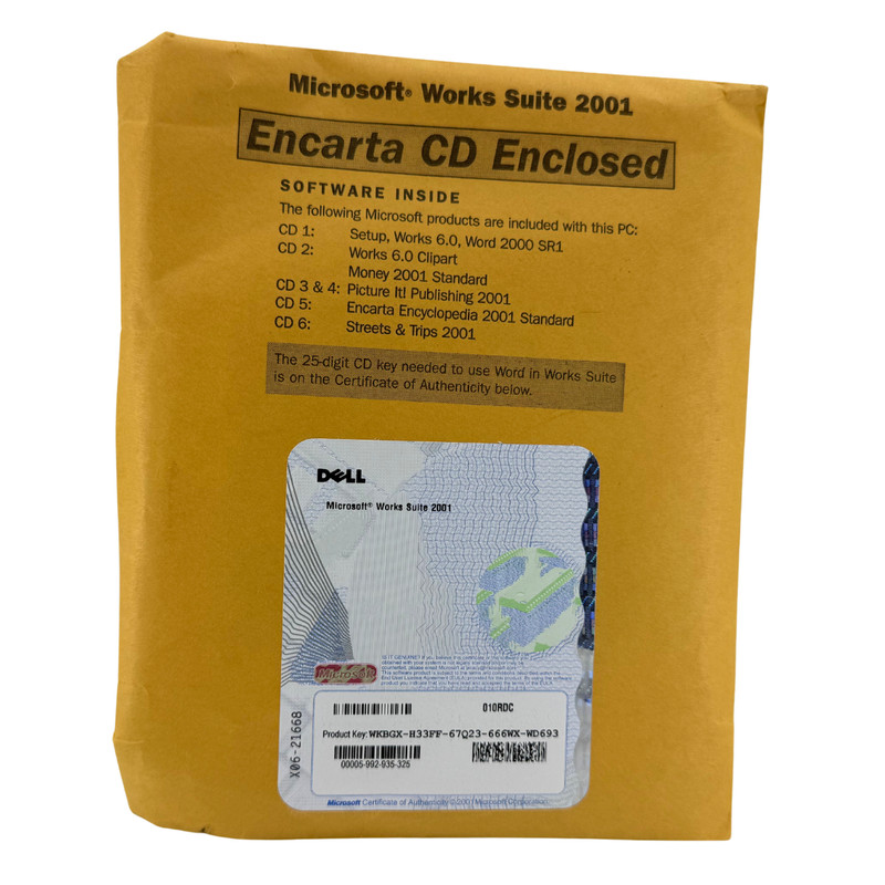Microsoft Works Suite 2001 Set of 6 CDs w/ Word Money Encarta – Complete