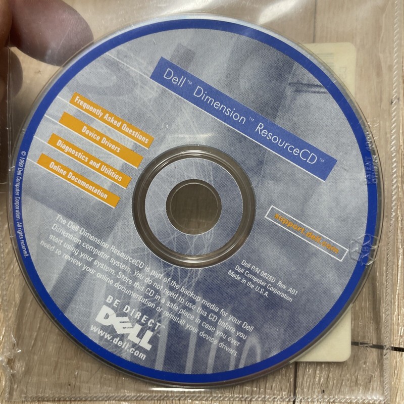 Dell Drivers and Utilities Dell Dimension Resource CD 1999 Vintage Rare