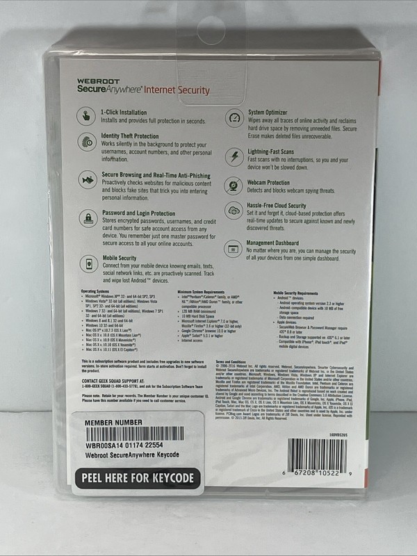 Webroot Secure Anywhere Internet Security 3 Device Software CD , New Sealed gallery