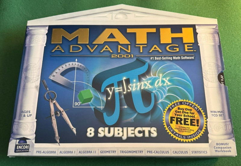 Encore: Advantage Math 2001 COMPLETE CD ROM TUTOR SOFTWARE SET NEW SEALED