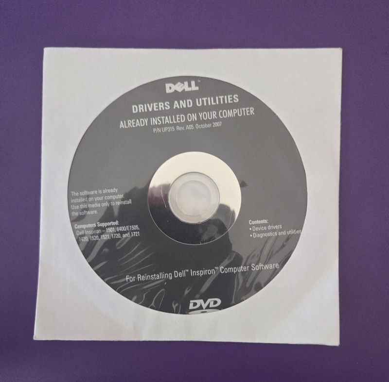 Dell Drivers and Utilities Reinstallation DVD for Inspiron 1501 1420 1520 1521 +
