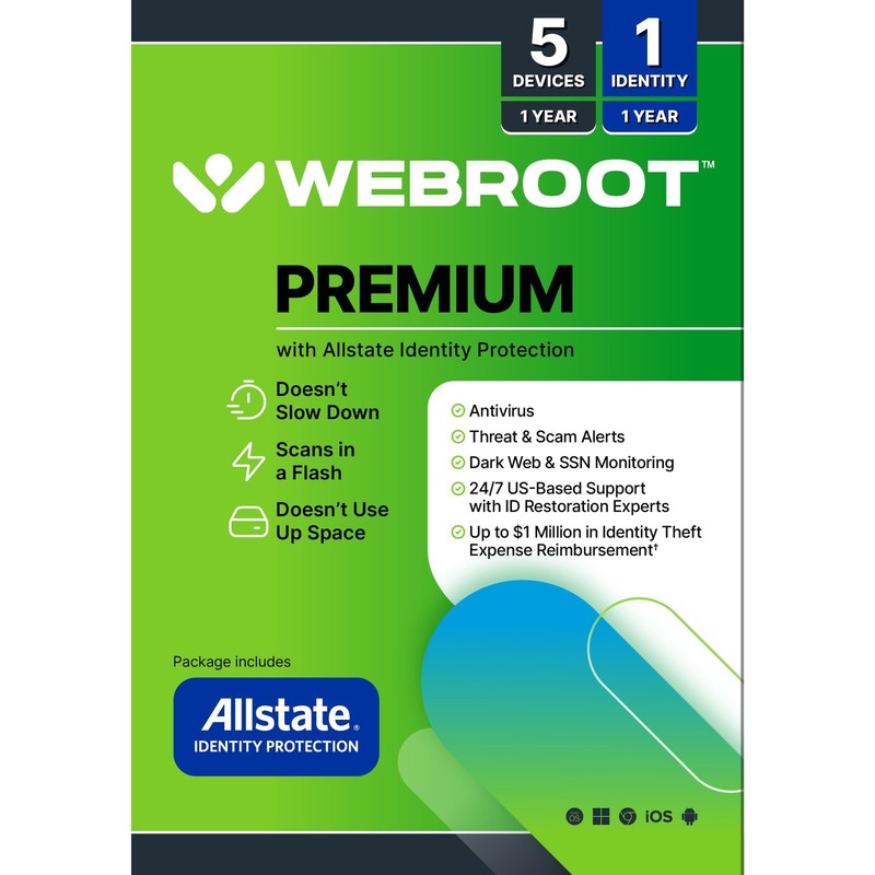 Webroot 2026 5 Device 1 Year Antivirus Software
