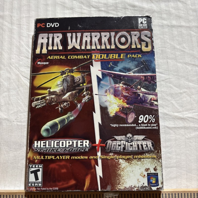 AIR WARRIORS AERIAL COMBAT DOUBLE PACK Helicopter & Dog Fighter PC DVD-Fast Ship