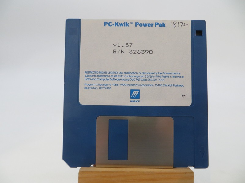 3.5″ Floppy Disk PC-KWIK POWER PAK v1.57 1990 Multisoft computer disc vtg