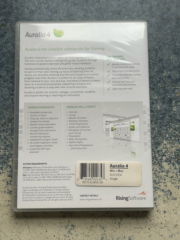 Auralia 4, ear training for musicians software, Windows/Mac, 2009, Preowned gallery