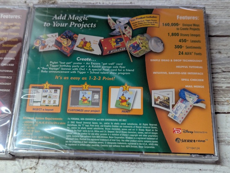 Disney Print Artist CD (2) ~ Scrapbooking Crafts Character Images Pooh Mickey gallery