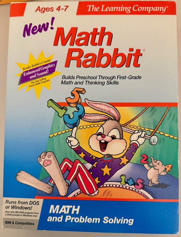 VINTAGE – Math Rabbit for Windows The Learning Company – 1989 V 2.1 3.5 Disk