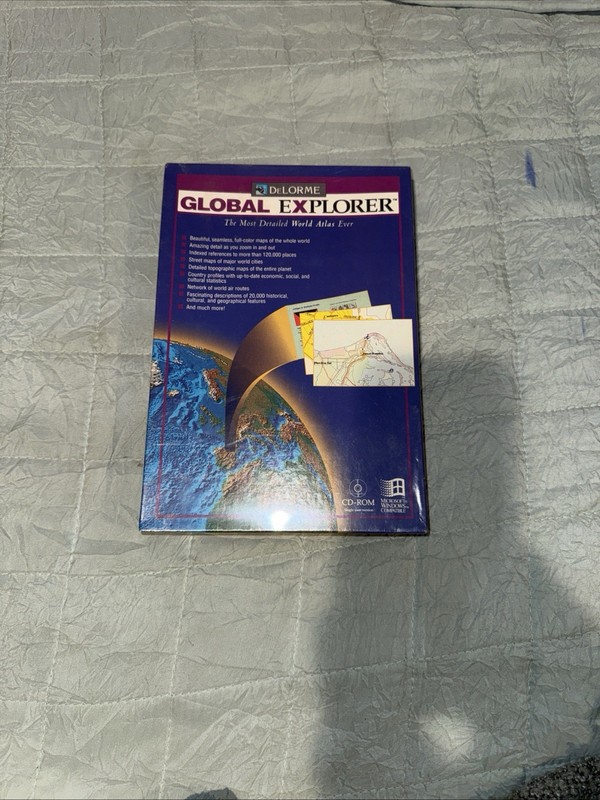 1993 Delorme Global Explorer World Atlas, PC, New/Sealed In Box, Perfect Shape!