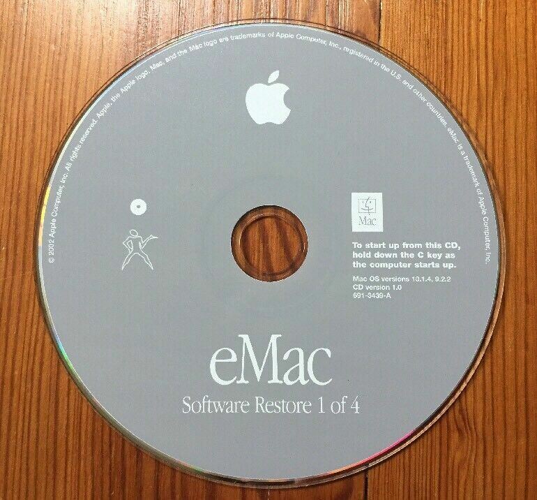 2002 Macintosh eMac System Software Restore Puma Mac OS 10.1.4 9.2.2 CD Discs gallery