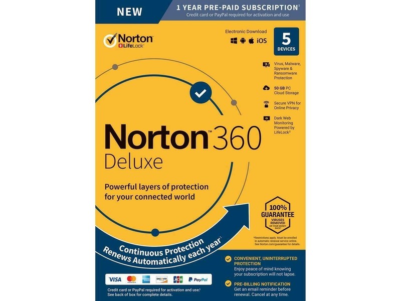 Norton 360 Deluxe 2025 Antivirus 5 Device 50GB cloud – Licence key only