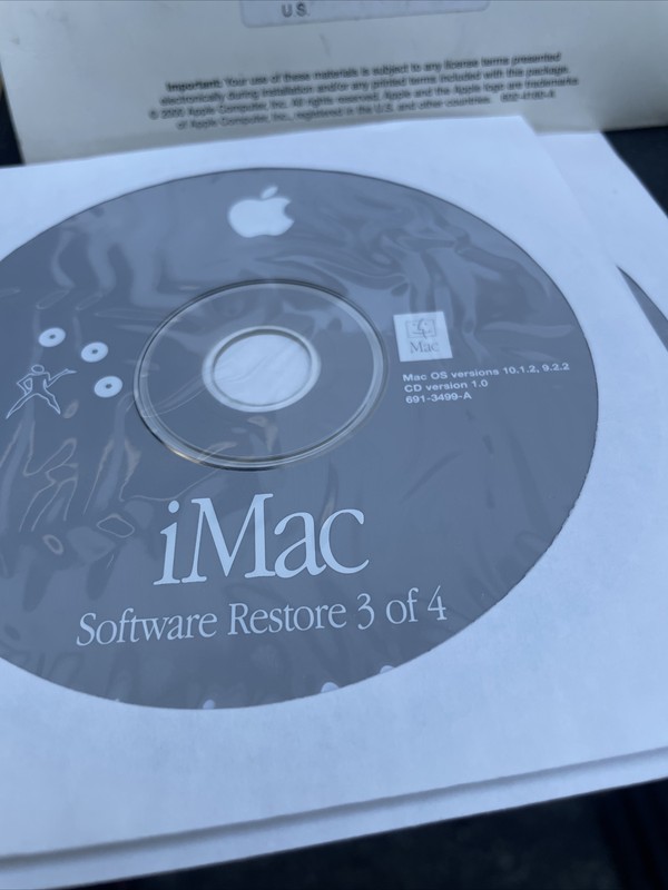 2002 Apple iMac Mac OS X Install Disc CD 10.1.2 CD Version 1.0 2Z691-3491-A gallery