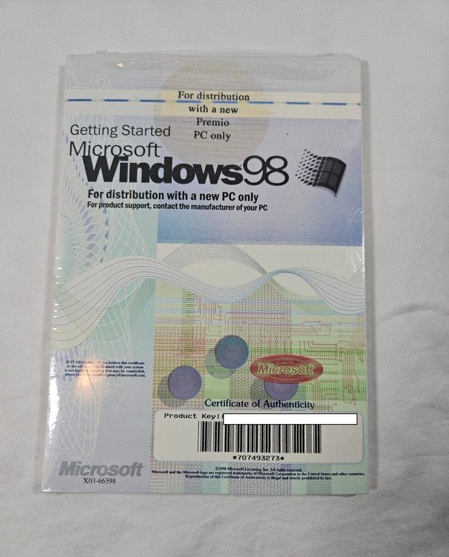 Windows 98 1st Ed. Getting Started Manual With COA & License Product Key – NO CD