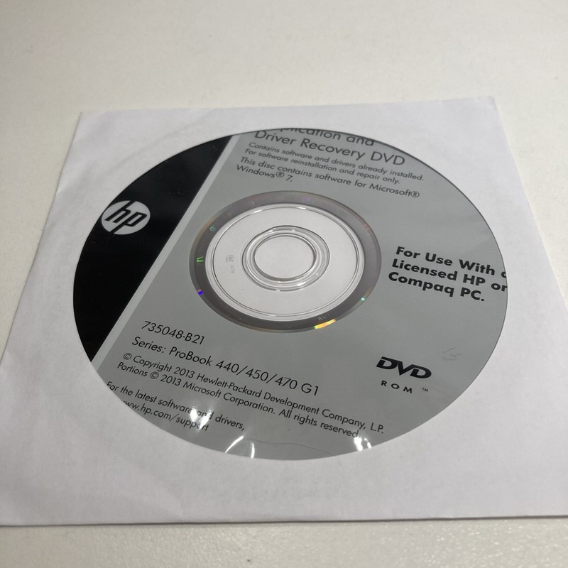 Windows 7 Application Driver HP Compaq DVD Recovery Repair Cd 735048-B21 Disc