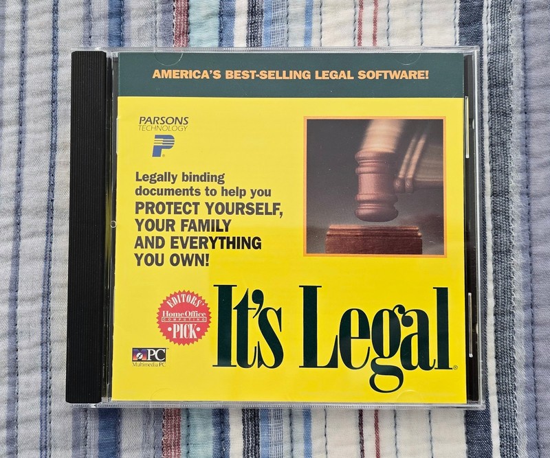 It’s Legal 5.0 CD Rom Edition, Parsons Technology 1994 PC Software Windows 3.1
