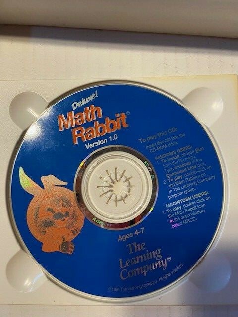 THE LEARNING COMPANY DELUXE MATH RABBIT CD-ROM SOFTWARE with guide and box gallery