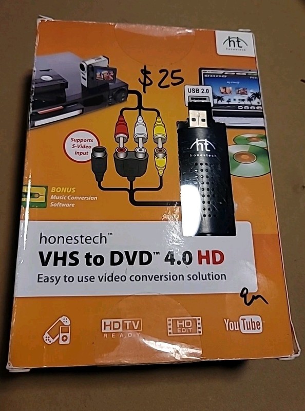 Honestech VHS to DVD 4.0 HD Video Converter USB 2.0 Software and Cable Set – New