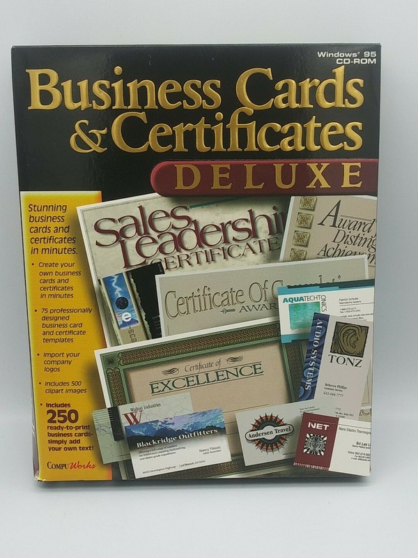 Compu Works Business Cards & Certificates Deluxe PC CD Software 1998 * NOS *