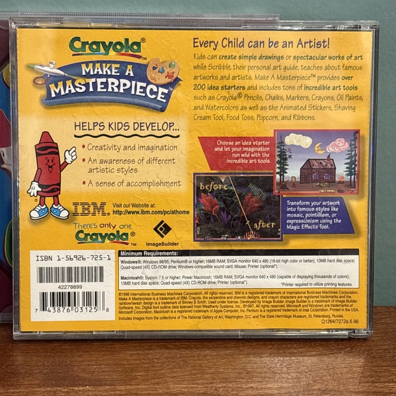 Pair CRAYOLA - Make a Masterpiece (CD-ROM 1998 IBM) Alphabet Coloring Book 2002 gallery