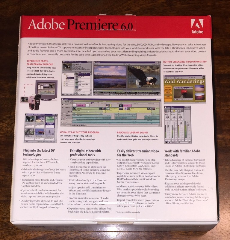 Adobe Premiere 6.0 Upgrade Windows MPN 25500383 open box gallery