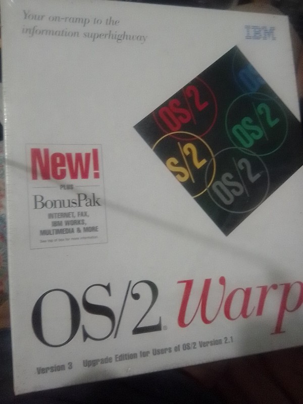 IBM OS/2 Warp Version 3 in Box w/ BonusPak – IBM CD ROM, 1994 – UNUSED