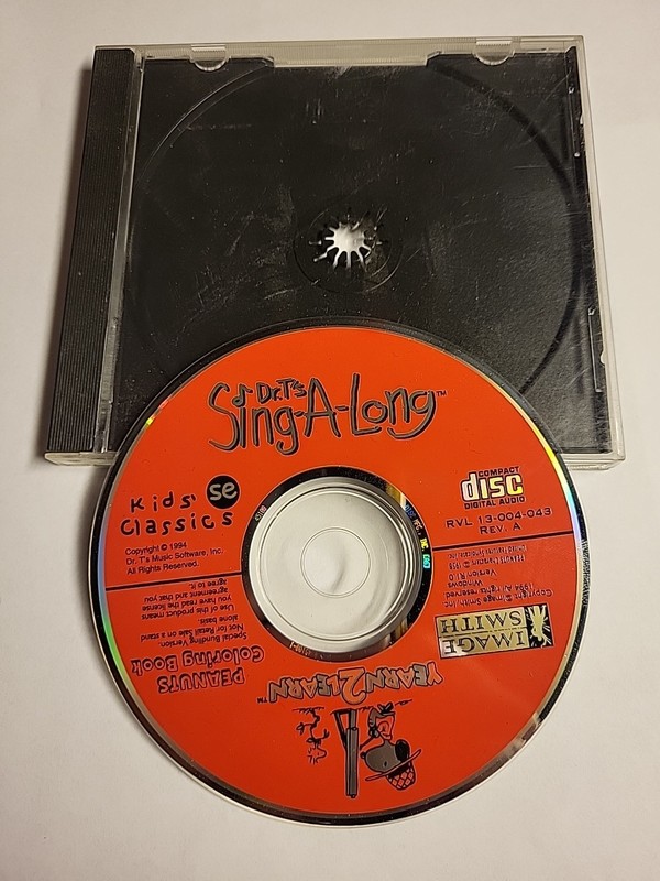 Dr. T’s Sing A Long Yearn 2 Learn Peanuts Coloring Book 1994,CD Music Software