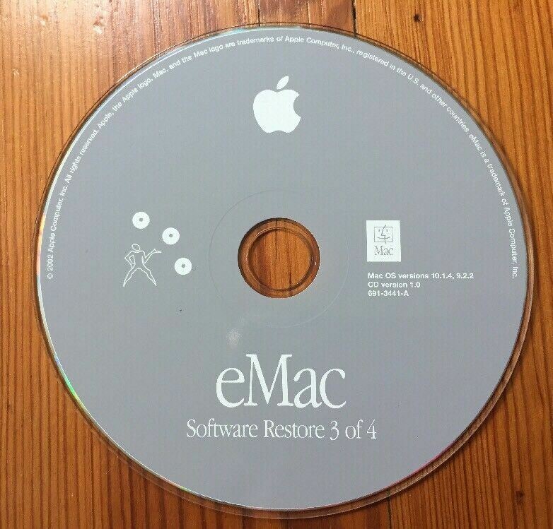2002 Macintosh eMac System Software Restore Puma Mac OS 10.1.4 9.2.2 CD Discs gallery