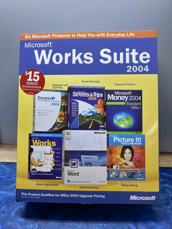 Microsoft Works Suite 2004 Software – Win 98/98SE/2000 Pro SP2/Me/XP New Sealed