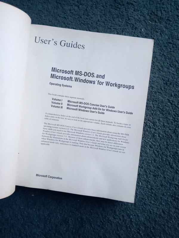 Early Vintage Microsoft Windows For Workgroups & MS-DOS Book Printed USA in 1994 gallery