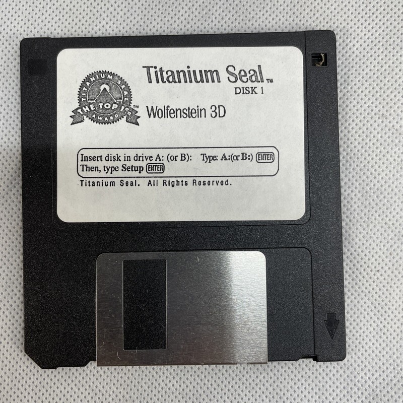 Titanium Seal Wolfenstein 3D Disk 1 only – IBM PC on 3.5″ Disk 6S1
