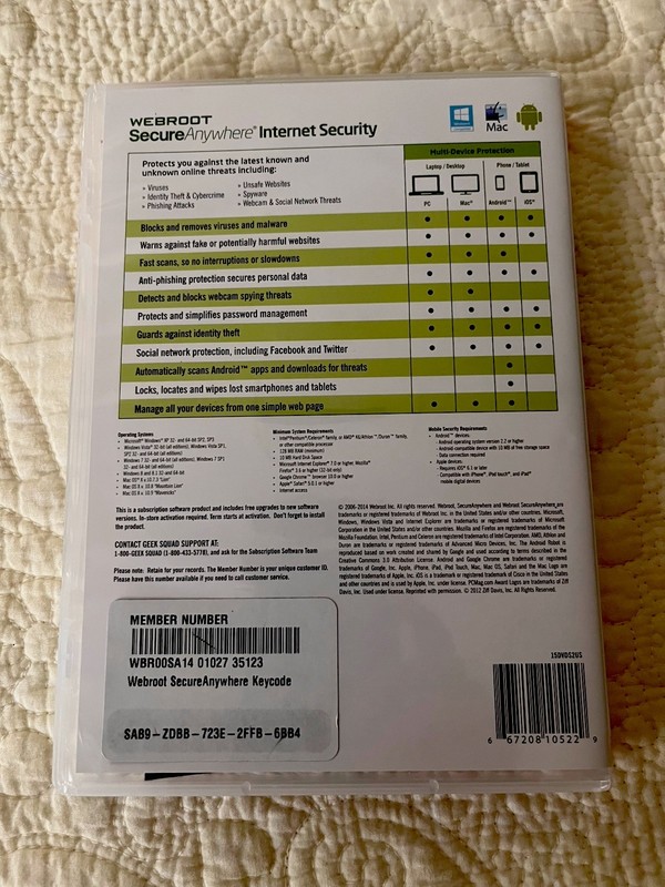 Webroot SecureAnywhere Internet Security 3 Devices 1 Year PC Mac Android New gallery