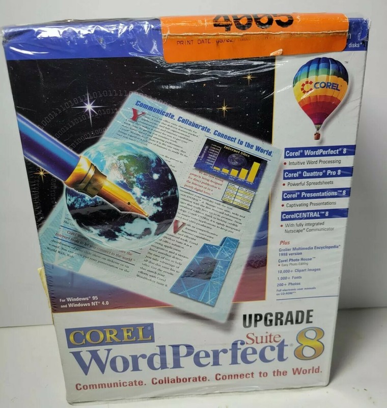 Corel Word Perfect Suite 8 Upgrade CD ROM Version Windows 95 NT gallery
