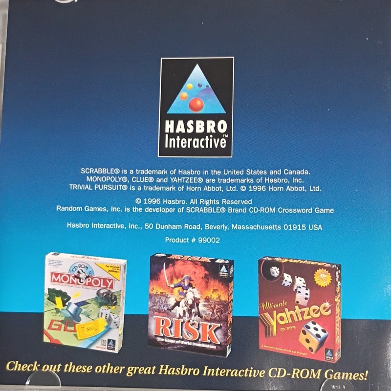 Hasbro Interactive Scrabble CD-ROM Crossword Game Windows 95 Macintosh MPN 99002 gallery