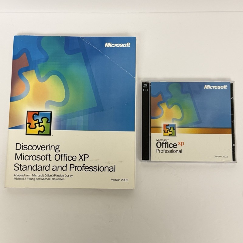 Microsoft Office XP Professional Version 2002 2 Discs with Product Key & Book