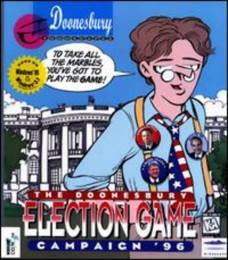 The Doonesbury Election Game + Manual PC political polls simulation game BIG BOX