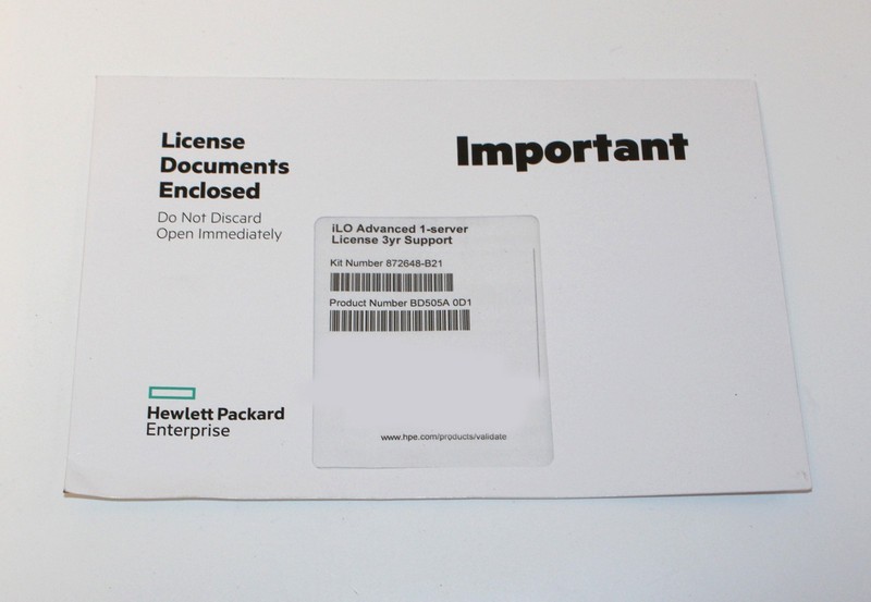 SEALED HPE BD505A 0D1 / 872648-B21 iLO Advanced Server License 3 Years Support gallery