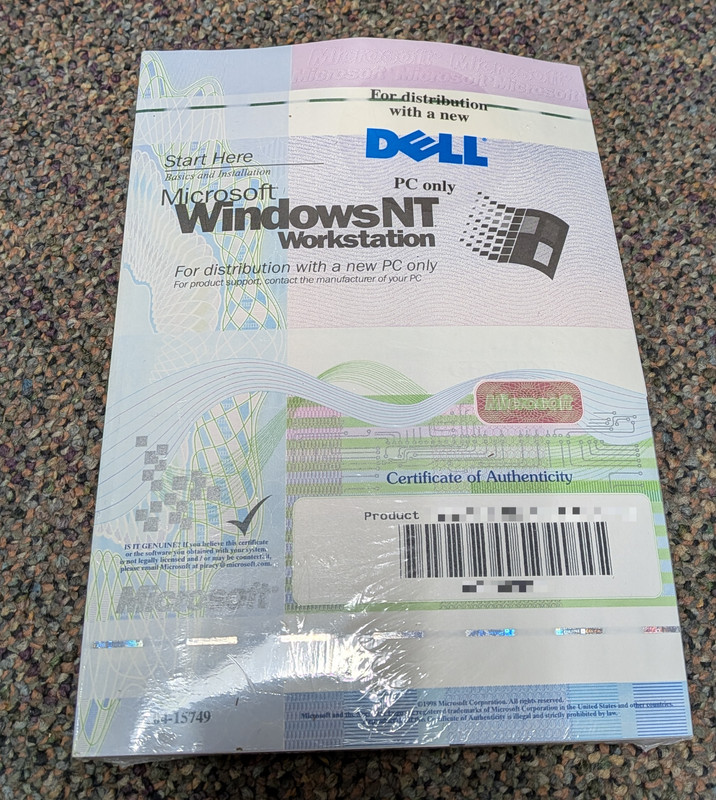 Vintage MICROSOFT WINDOWS NT 4.0 Workstation W/Key CD and floppy NEW NOS