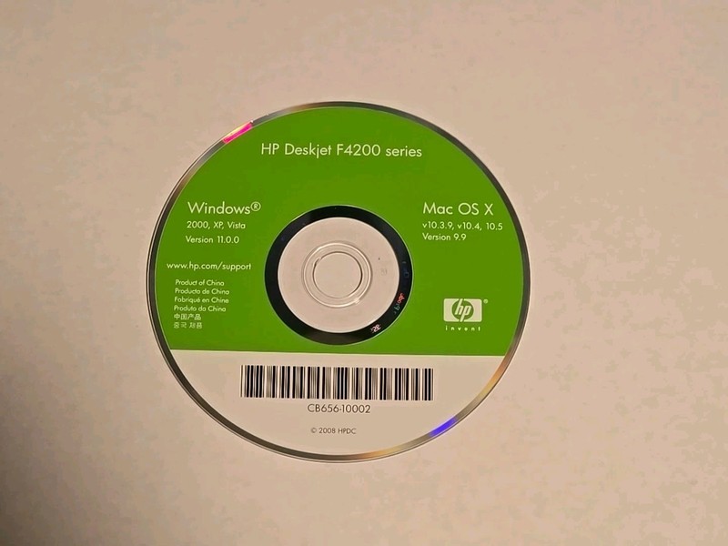 2008 HP Deskjet F4200 Series Printer Windows MAC CD Rom Disc