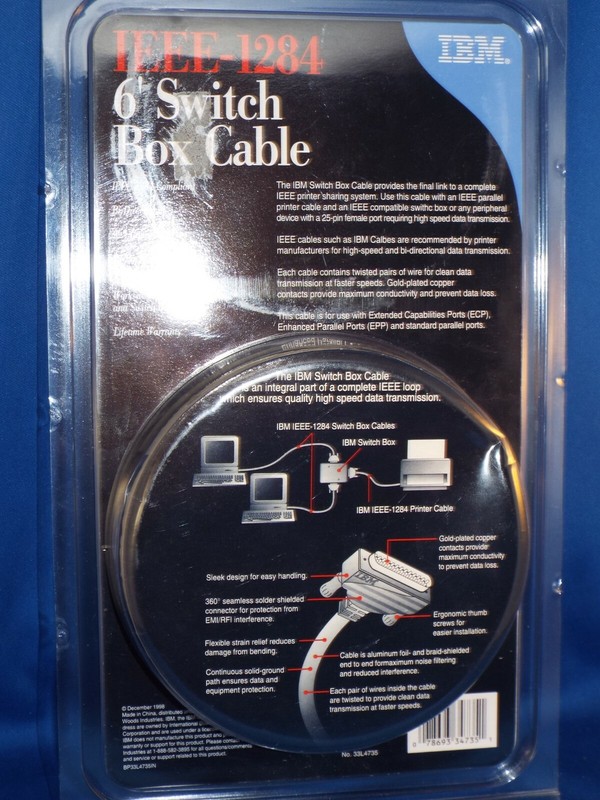 New IBM 10' IEEE-1284 Printer Cable Data Transmission Cord Computer PC 25/36 M/M gallery
