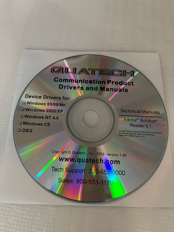 Quatech Communication Product Drivers and Manual on CD