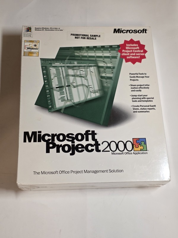 NEW SEALED – Microsoft Project 2000 w/ Project Central Client & Server Software