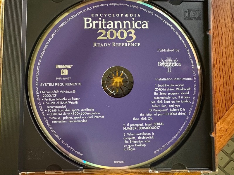 Encyclopedia Britannica 2003 Ready Reference PC CD-ROM Windows 2000/XP
