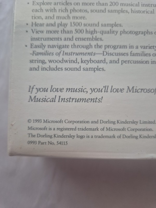 Microsoft Musical Instruments (1993) – Factory Sealed – Vintage Mac CD-ROM gallery