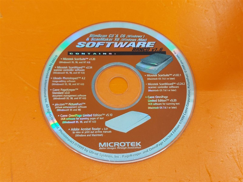 ⭐️⭐️⭐️⭐️⭐️ Microtek SlimScan C3 C6 & ScanMaker X6 PC Software CD Disc BRNCD v1.6