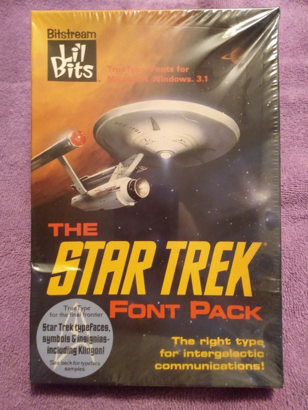 The Star Trek Font Pack MS-DOS Or Windows 3.1 Computer, new in box. 1992