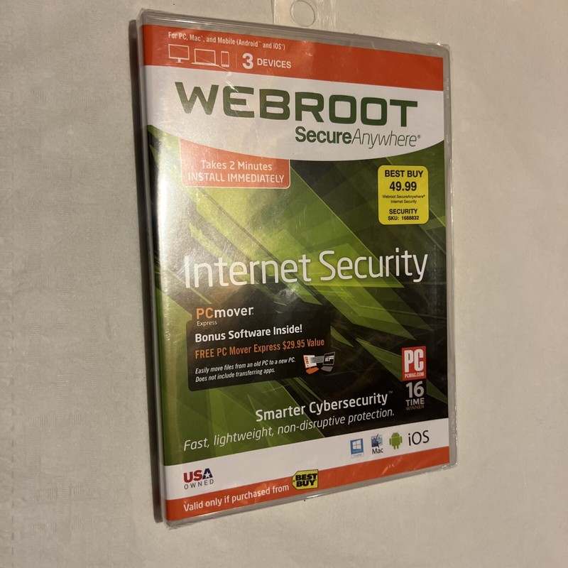 Webroot Secure Anywhere Internet Security 3 Devices for PC/MAC/Mobile NEW/SEALED gallery