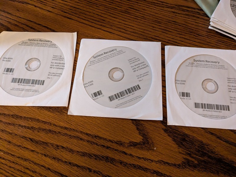 HP Windows 7 Pro 64-bit & HP System Recovery Discs, Elite 8300 Pro 6300, No Key