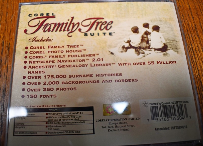Corel Family Tree Suite; 4 CD Set; 1996 gallery